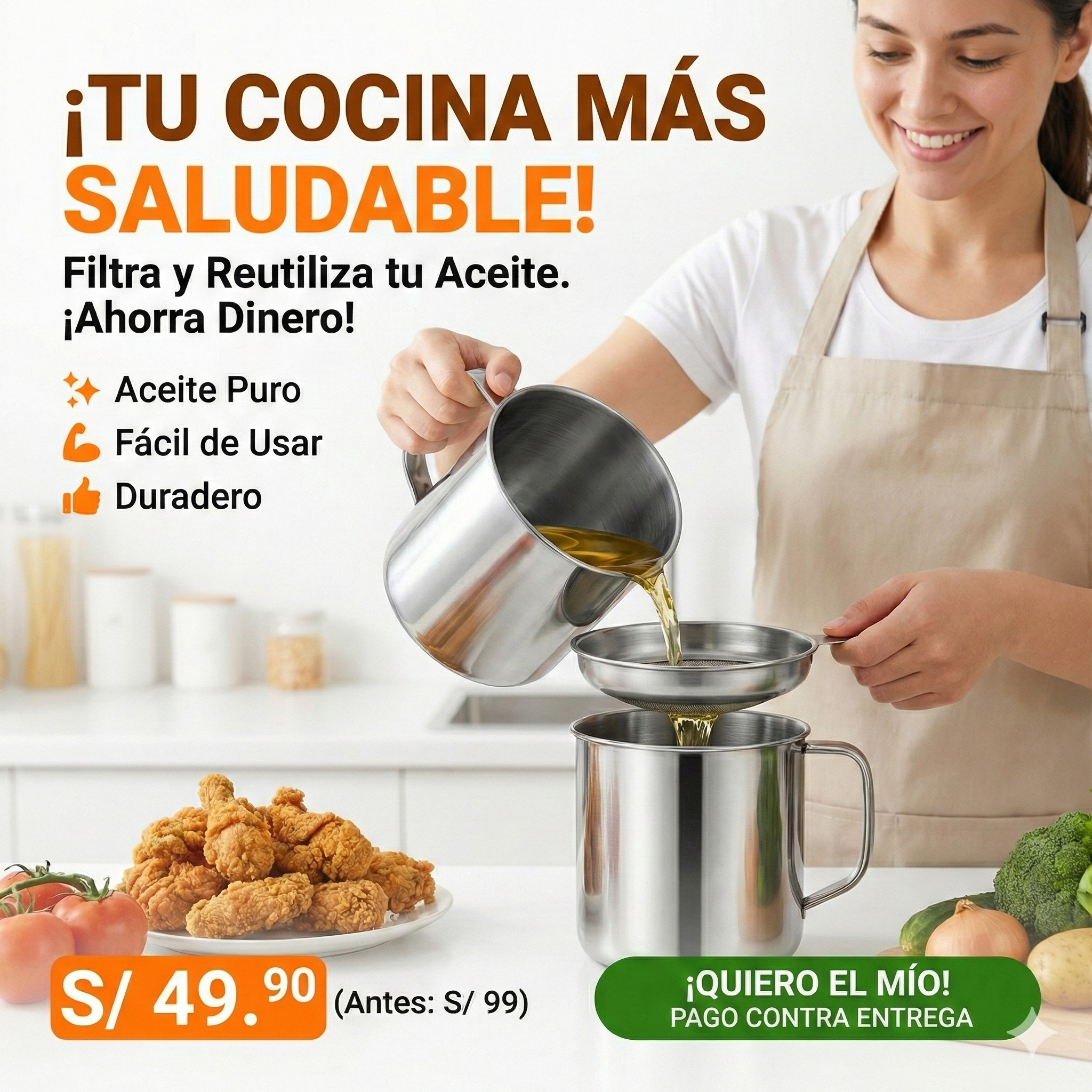 Olla con Filtradora de Aceite Premium