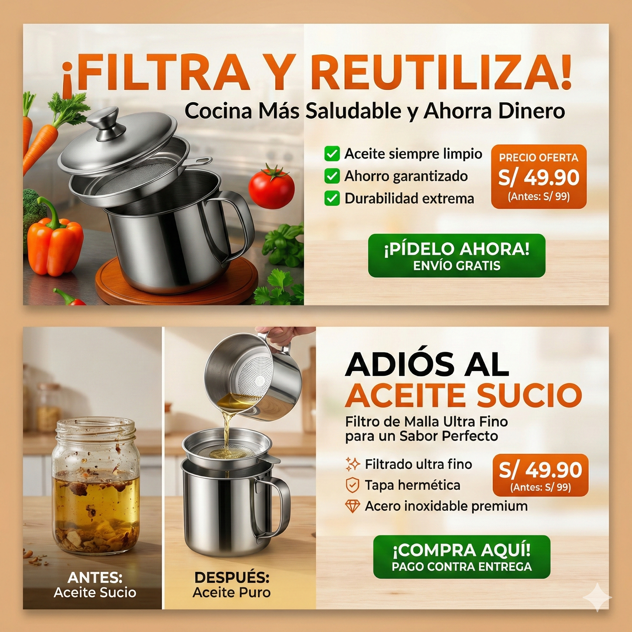 Olla con Filtradora de Aceite Premium